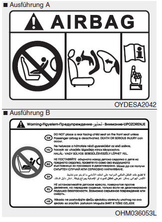 Kindersitz-Warnaufkleber für