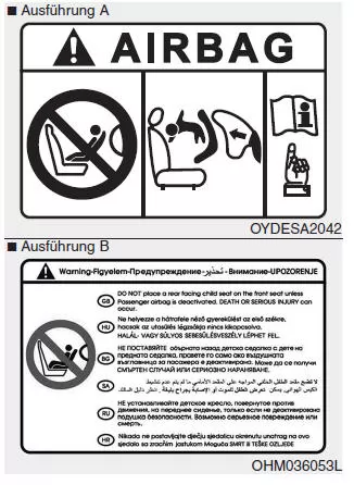 Kindersitz-Warnaufkleber für