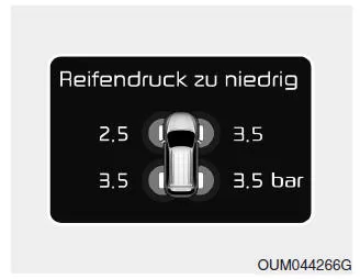 Geringer Reifenluftdruck-Warnleuchte