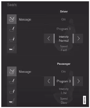Massage-Ansicht auf dem Display in der Mittelk