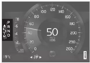 Schaltanzeige auf dem 8-Zoll-Fahrerdisplay