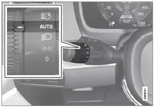 Drehring am Lenkradhebel in Stellung AUTO
