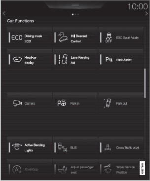 Ansicht Funktionen mit Tasten für verschiedene Fahrzeugfunktionen