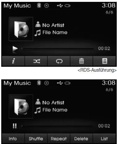 Menü im Modus Meine Musik