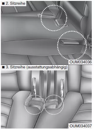 Hinteren Sicherheitsgurt verstauen
