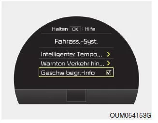 Ein-/Ausschalten der Tempolimit-Infofunktion