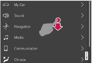 Wenn ein Scrollen möglich ist, wird auf dem Center Display die Scroll-Anzeige eingeblendet