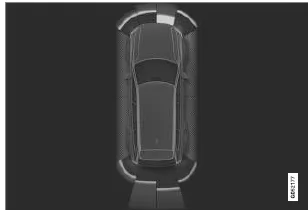 Displayanzeige mit Hinderniszonen und Sensorse