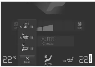 Lenkrad- und Sitztasten in der Klimaleiste