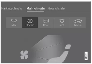 Taste für die Windschutzscheibenheizung in der Ansicht Klima