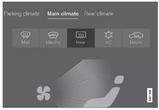 Taste für die Heckscheiben- und Seitenspiegelheizung in der Ansicht Klima