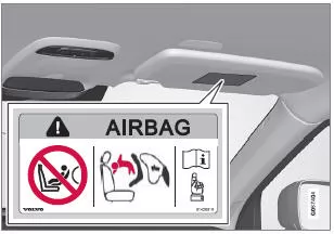 Aufkleber auf der Sonnenblende des Beifahrers