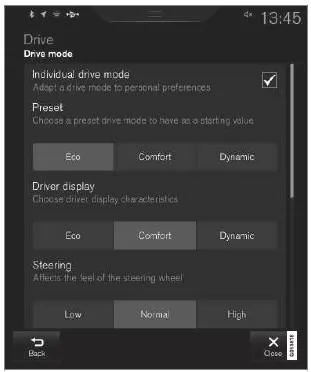 Einstellungsansicht8 für individuellen Fahrmodus