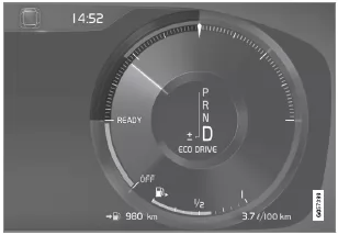 Eco-Anzeige auf dem 12-Zoll-Fahrerdisplay