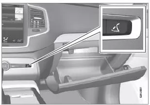 Handschuhfach und Öffnungstaste auf der Mittelkonsole.