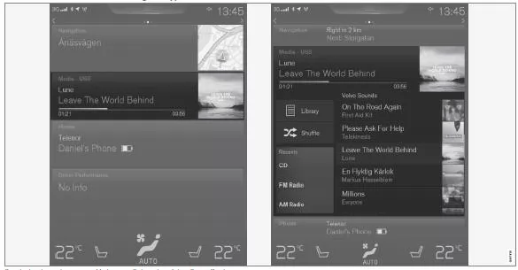 Standardmodus und erweiterter Modus einer Teilansicht auf dem Center Display