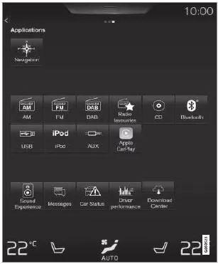 Ansicht Apps mit den im Fahrzeug installierten Apps