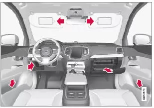 Ablagefächer in der Türverkleidung, am Lenkrad, im Handschuhfach und an den Sonnenblenden