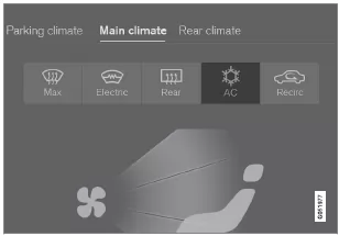 Taste zum Ein- bzw. Ausschalten der Klimaanlage in der Ansicht Klima.