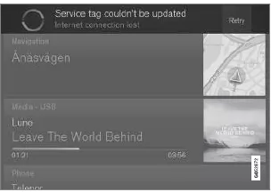 Meldung auf dem Center Display.