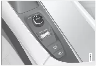 Startschalter auf der Tunnelkonsole