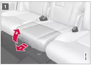 Integriertes Sitzkissen aufklappen