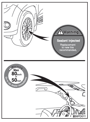 Wenn Sie eine Reifenpanne haben (Fahrzeuge ohne Reserverad)